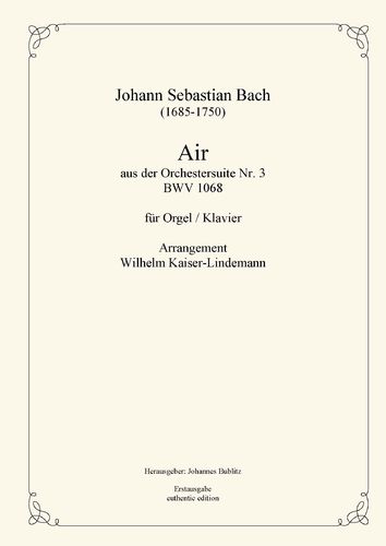 Bach, Johann Sebastian: Air de la Suite para orquesta No. 3 Re mayor BWV 1068.2 para organo/piano