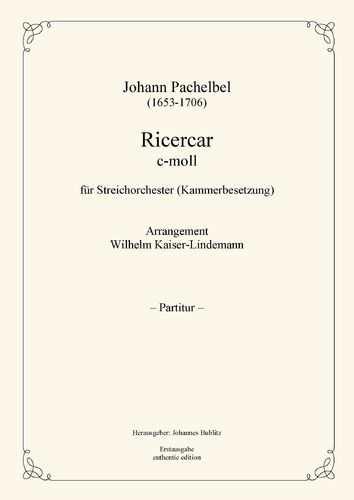 Pachelbel, Johann: Ricercar C minor for Strings (chamber orchestra)