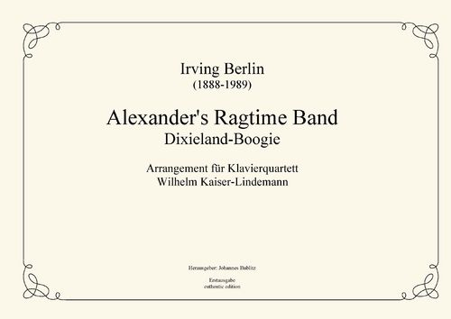 Berlin, Irving: Alexander's Ragtime Band for piano quartet