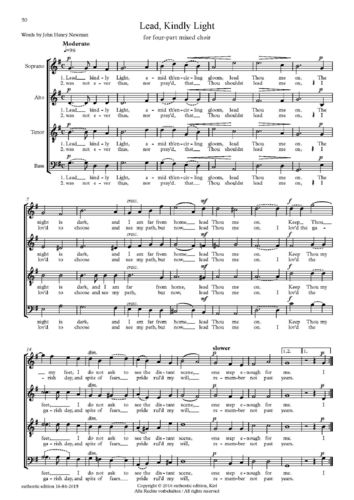 Sullivan, Arthur: Part song para coro a capela – Lead, Kindly Light