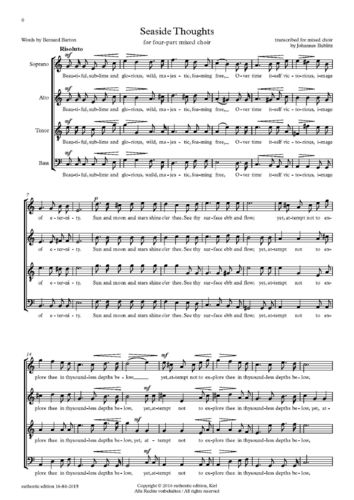 Sullivan, Arthur: Part song für gemischten Chor a cappella – Seaside Thoughts