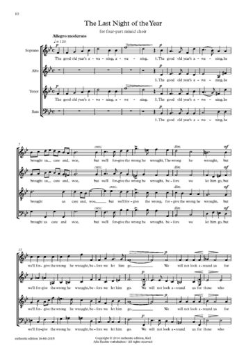 Sullivan, Arthur: Part song für Chor a cappella – The Last Night of the Year
