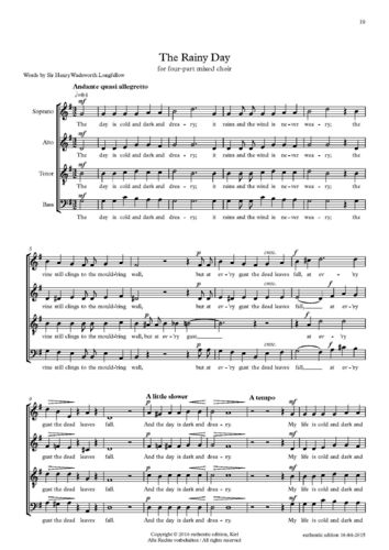 Sullivan, Arthur: Part song für Chor a cappella – The Rainy Day