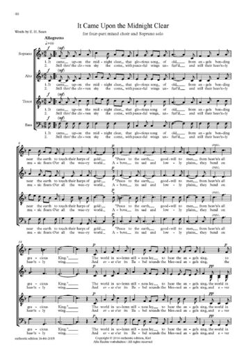 Sullivan, Arthur: Part song para coro a capela – It Came Upon the Midnight Clear