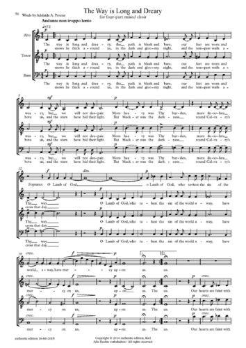 Sullivan, Arthur: Part song para coro a capela – The Way is Long and Dreary