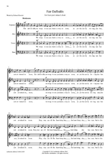 Sullivan, Arthur: Part song für Chor a cappella – Fair Daffodils