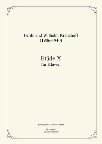 Kranzhoff, Ferdinand Wilhelm: Etude X op. 37 for piano