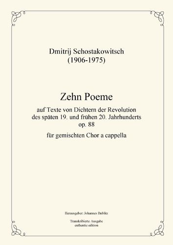 Schostakowitsch, Dmitrij: Zehn Poeme op. 88 auf Texte von Dichtern der Revolution